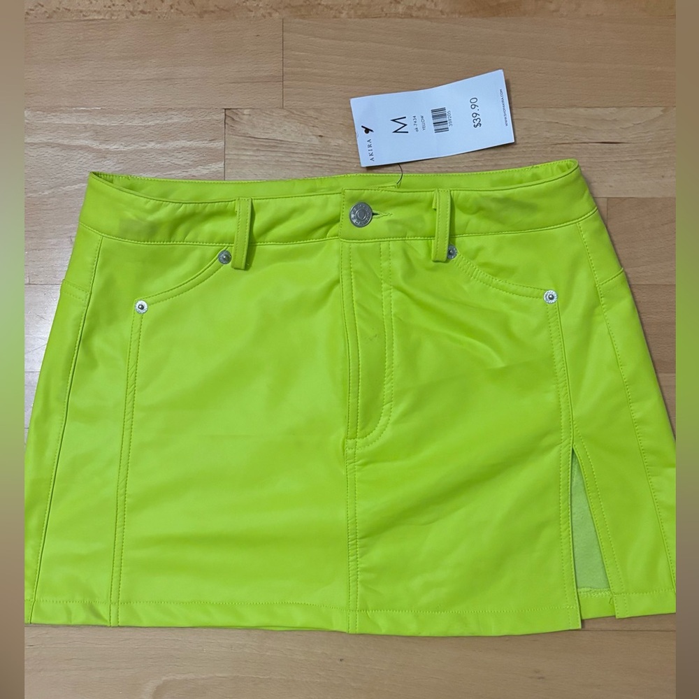 Lime Green Faux Leather Skirt